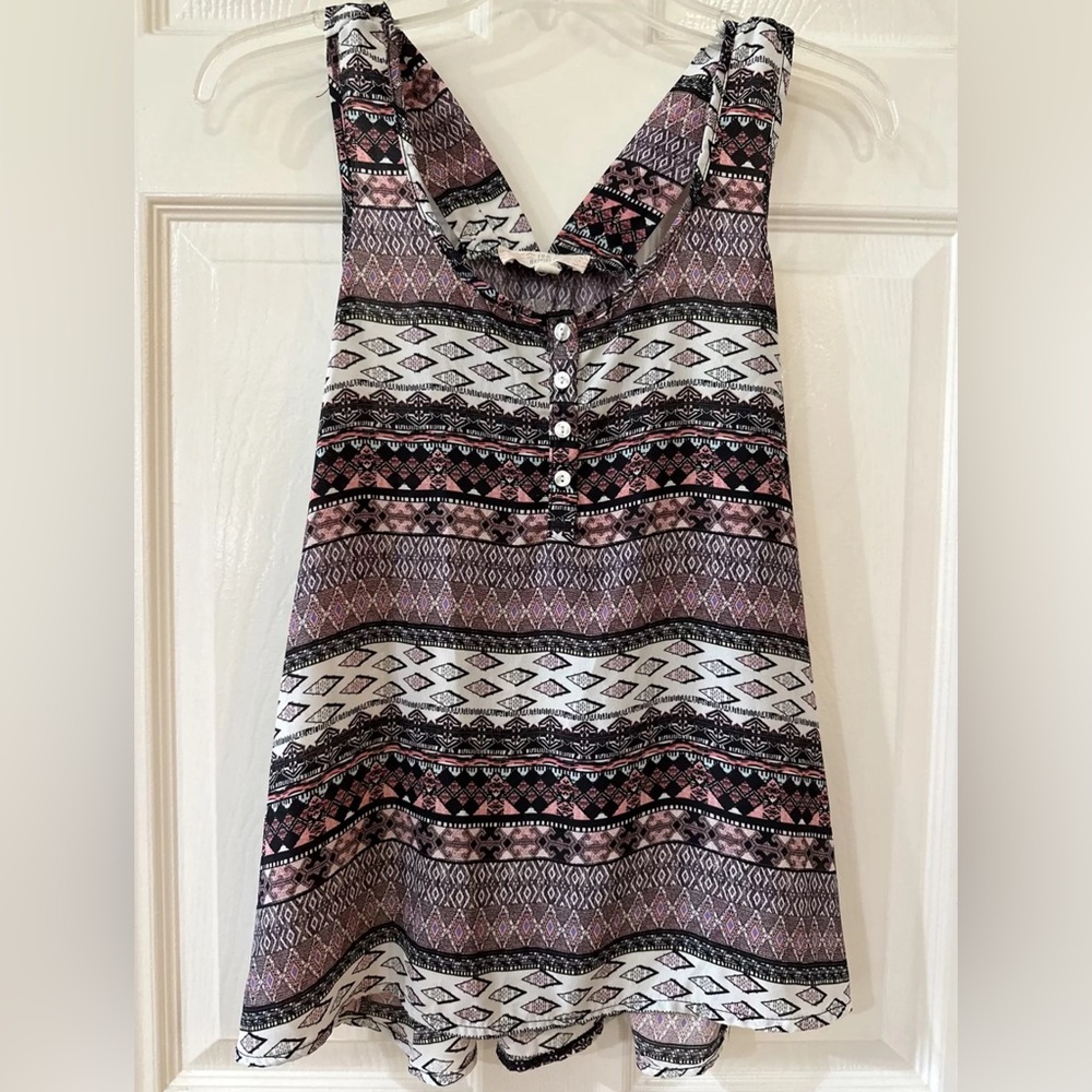 Pink Republic Women's Medium Sleeveless Blouse Pink Multi Print Abstract